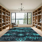 Cyan Atomic Energy Wave Repeat Rug