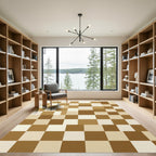 Subtle Brown Tan Checkered Mosaic Rug
