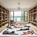 Abstract Minimalist Two Tone Cat Silhouette Rug