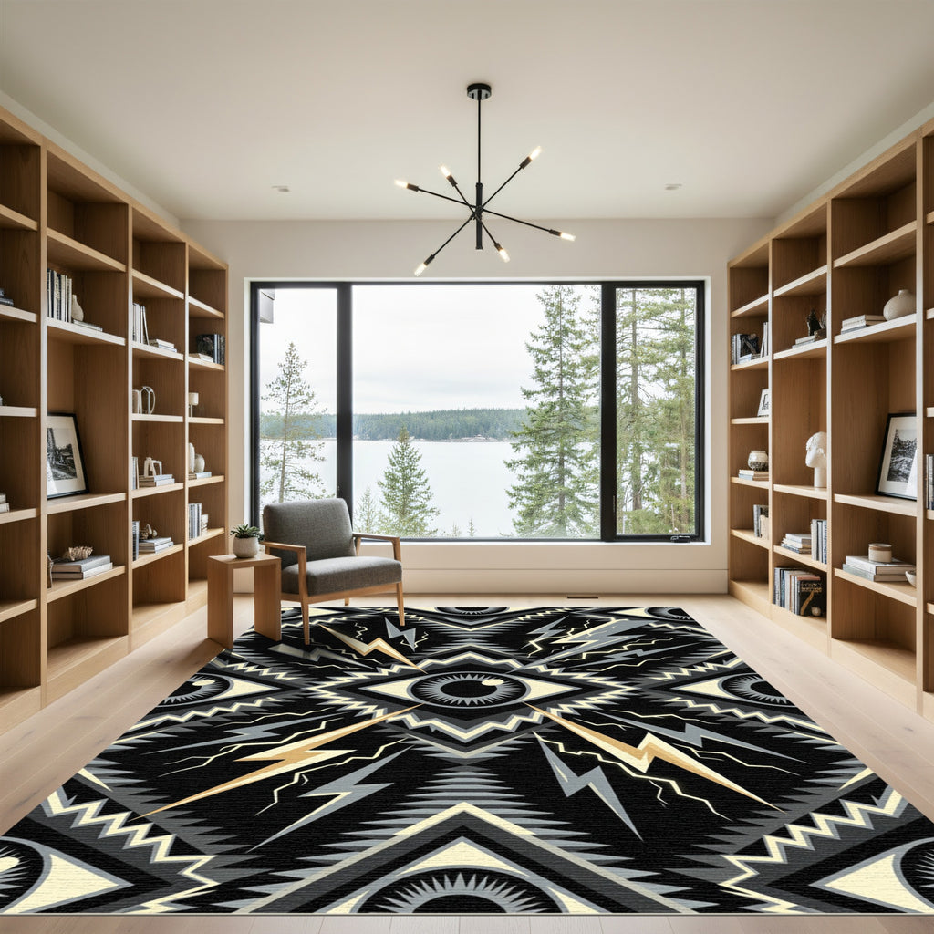 Mystic Electric Eye Geometric Lightning Art Rug