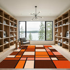 Modern Geometric Abstract Terracotta Grid Rug