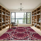 Modern Geometric Burgundy Hexagon Lattice Rug