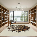 Sepia Tone Antique Floral Symmetry Rug