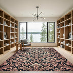 Bronze Damask Flourish Background Rug