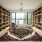 Ornate Crimson Gold Medallion Rug