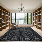 Gothic Black Floral Archway Rug