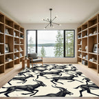 Monochromatic Running Antelope Illustration Rug