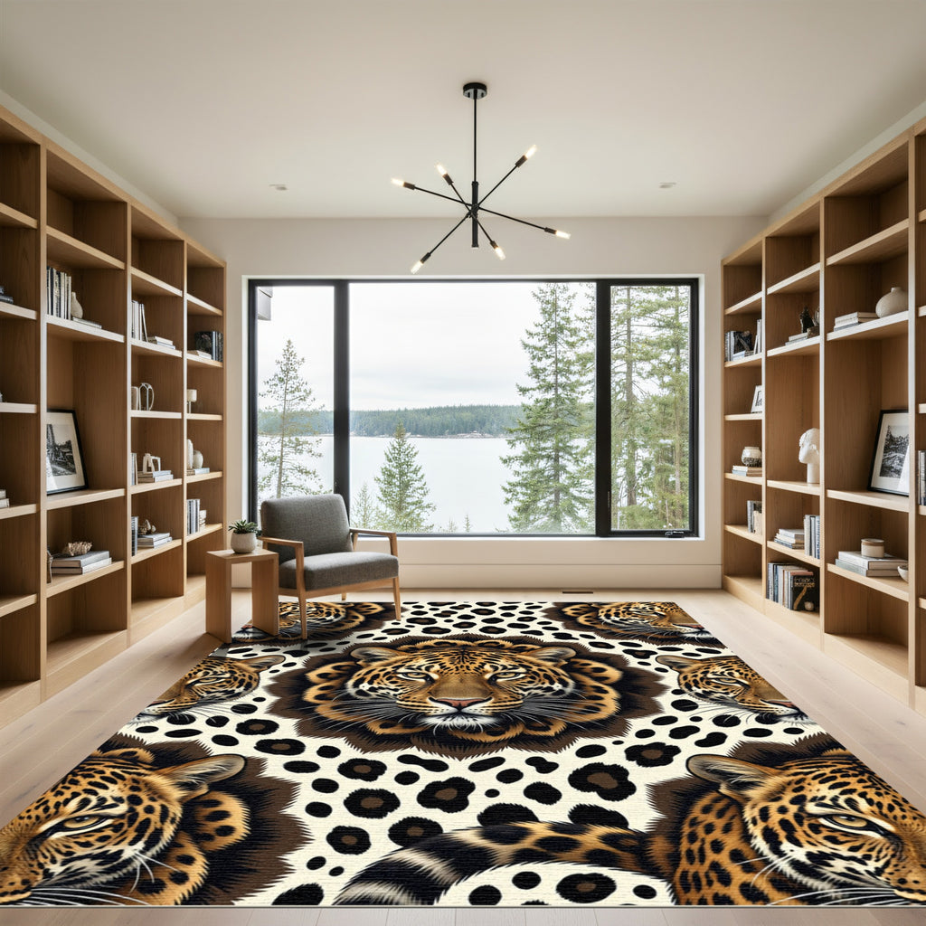 Bold Leopard Spots Face Collage Rug