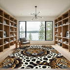 Bold Leopard Spots Face Collage Rug