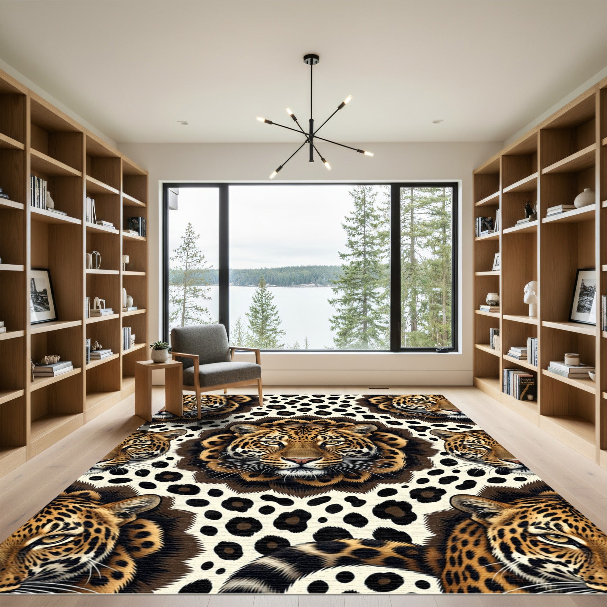 Bold Leopard Spots Face Collage Rug