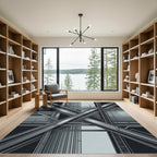 Monochromatic Industrial Steel Structure Rug
