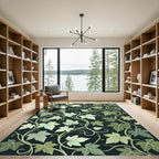 Deep Emerald Ivy Vine Art Nouveau Rug