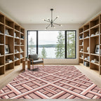 Geometric Rose Gold Interlocking Lattice Rug