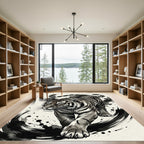 Majestic Gray Tiger Ink Brush Strokes Rug