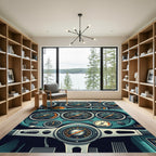 Vintage Teal Automotive Dashboard Gauges Rug
