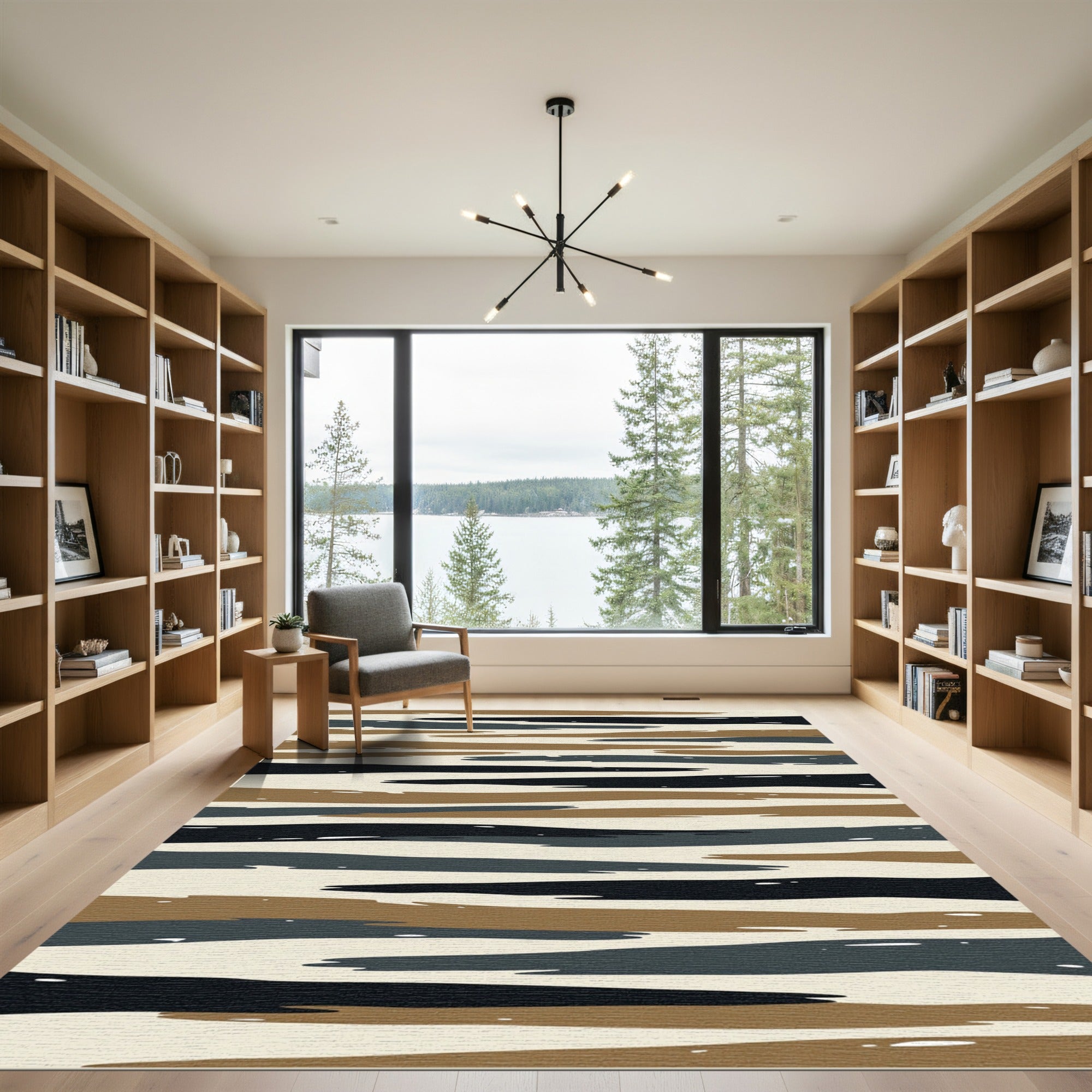 Earthy Wavy Abstract Stripes Rug