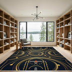Golden Basketball Swirl Athletic Court Rug