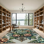Elegant Sage Floral Baroque Damask Rug