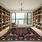 Geometric Star Pyramid Amber Dark Rug