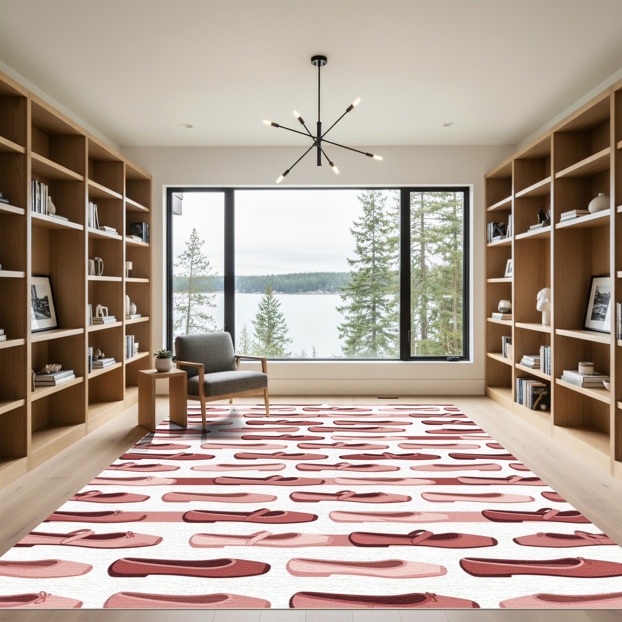 Ballet Flats Rows Pink Silhouette Rug