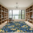 Midnight Daisy and Primrose Garden Floral Rug