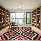 Coral Geometric Diamond Ethnic Rhombus Rug
