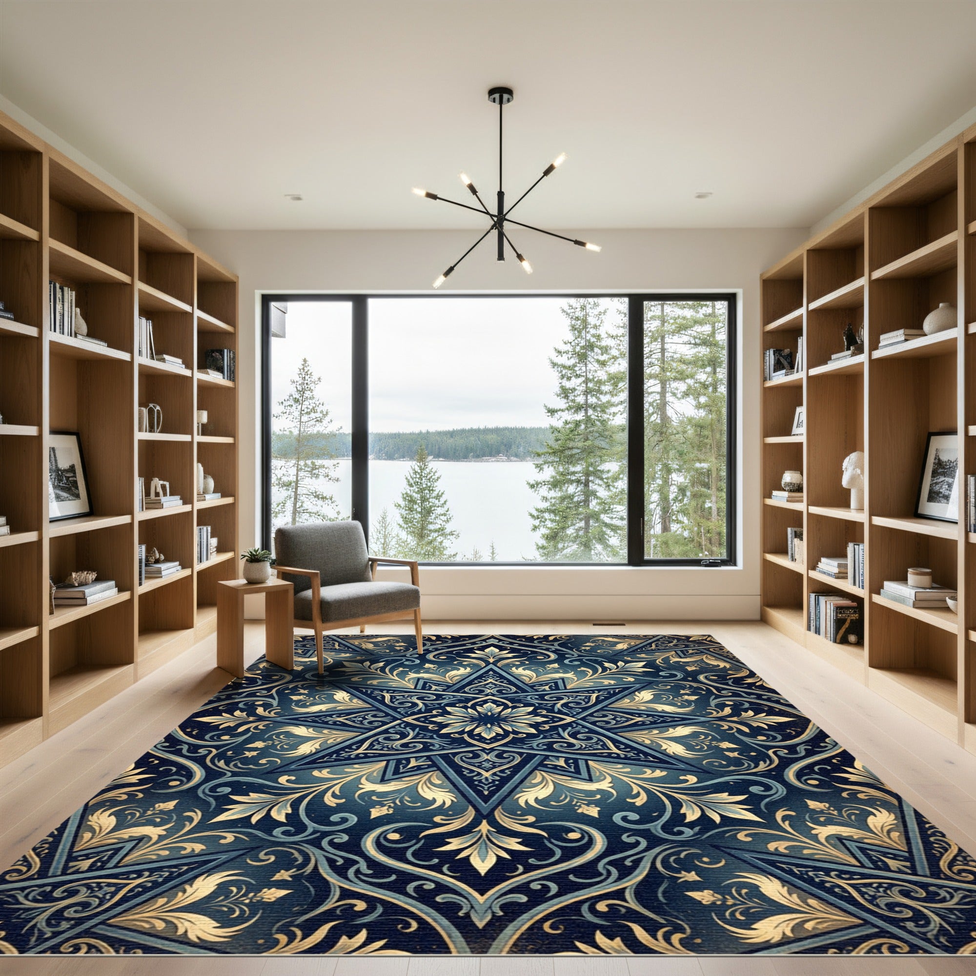 Midnight Blue Ornate Star Medallion Rug