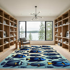 Deep Blue Tropical Fish Schooling Rug