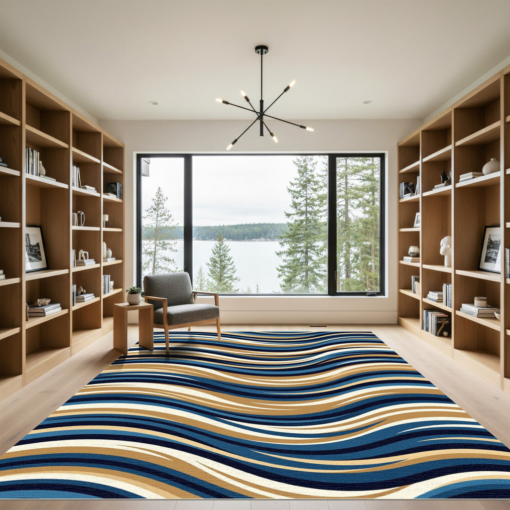 Navajo Blue Golden Wave Rug