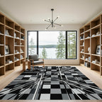Modern Monochrome Geometric Linear Abstract Rug
