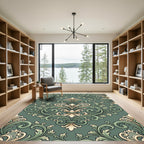 Emerald Green Baroque Floral Rug