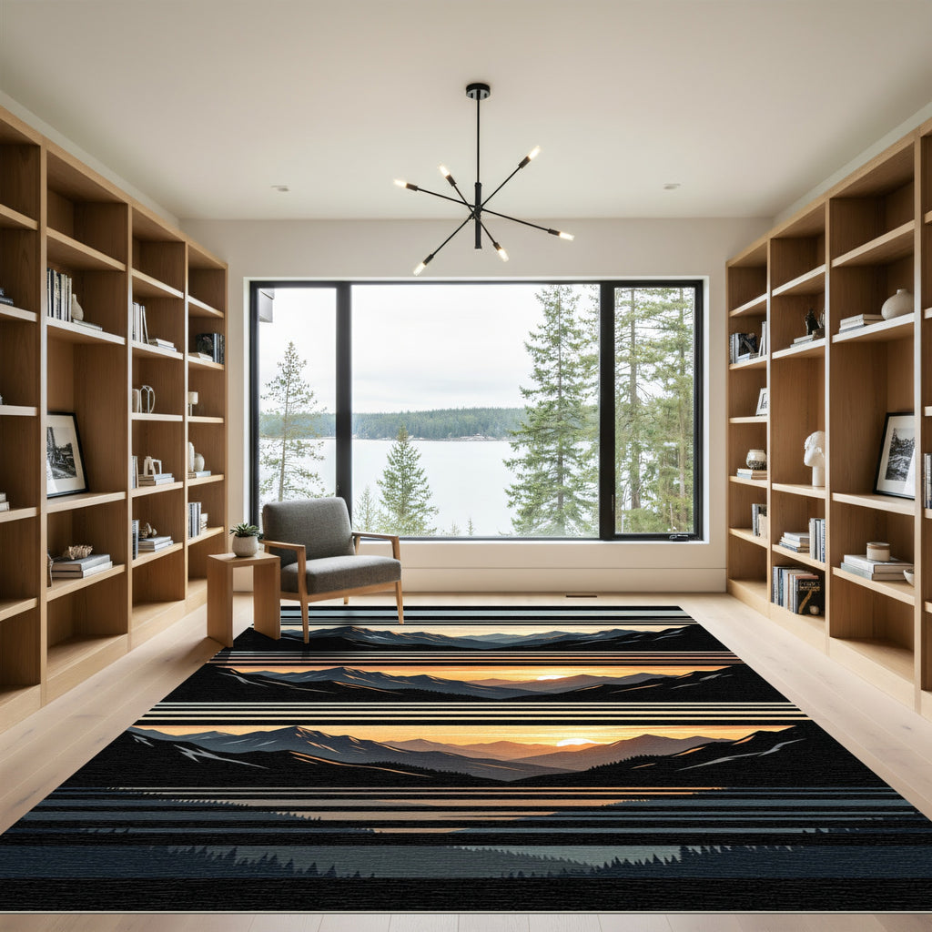 Mountain Sunset Landscape Horizon Rug