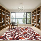 Ornate Scrollwork Vine Crimson Rug