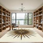 Golden Sunburst Starburst Compass Rug