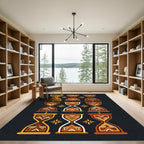 Amber Geometric Hourglass Grid Rug
