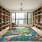 Whimsical Pastel Unicorn Rainbow Meadow Rug