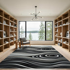 Monochromatic Swirl Wave Lines Rug