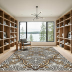 Elegant Gold and Cream Ornate Scroll Rug