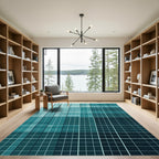 Aqua Gradient Geometric Square Gradient Rug