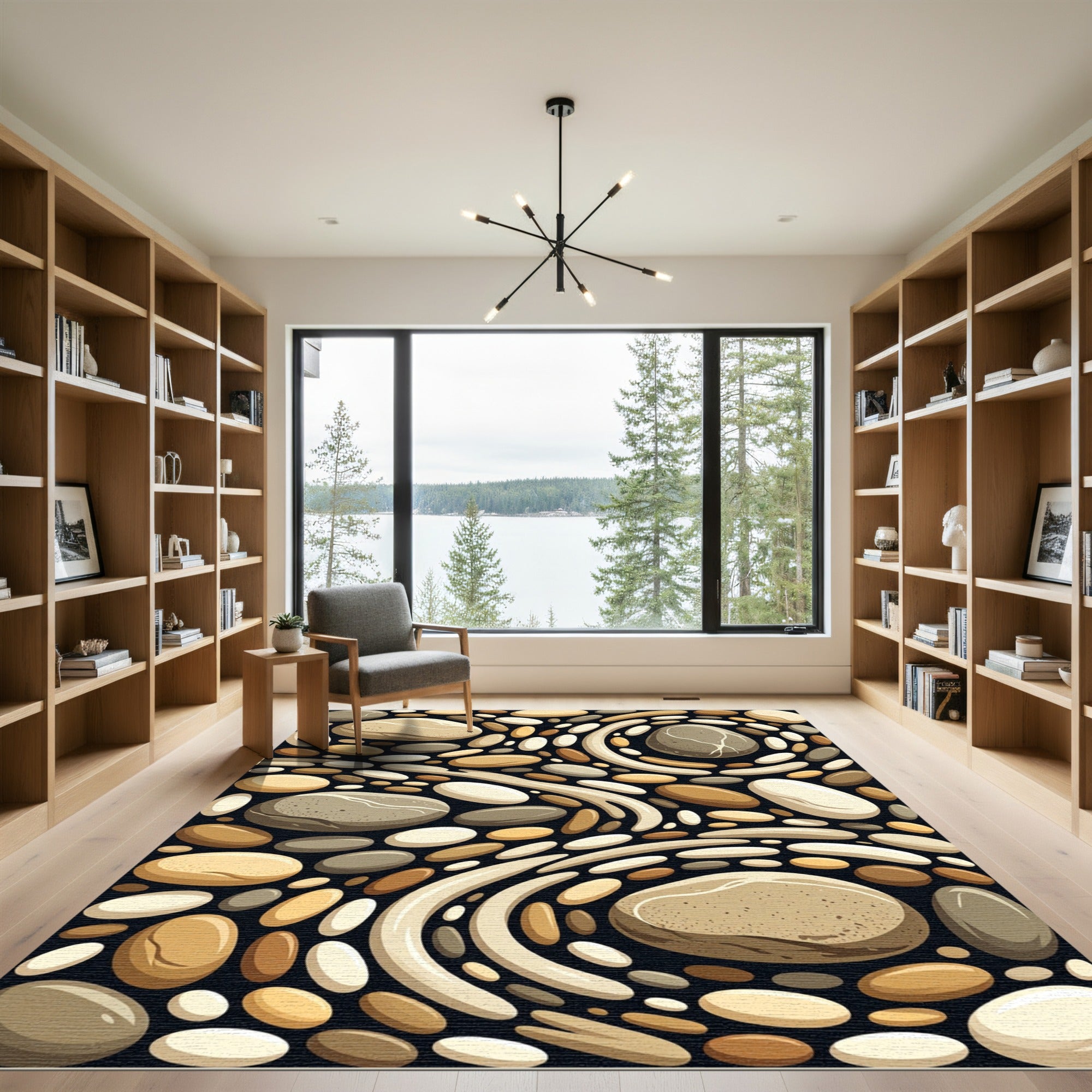 Natural Earthy Pebble Scatter Rug