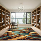 Earthy Canyon Striped Layered Landscape Rug