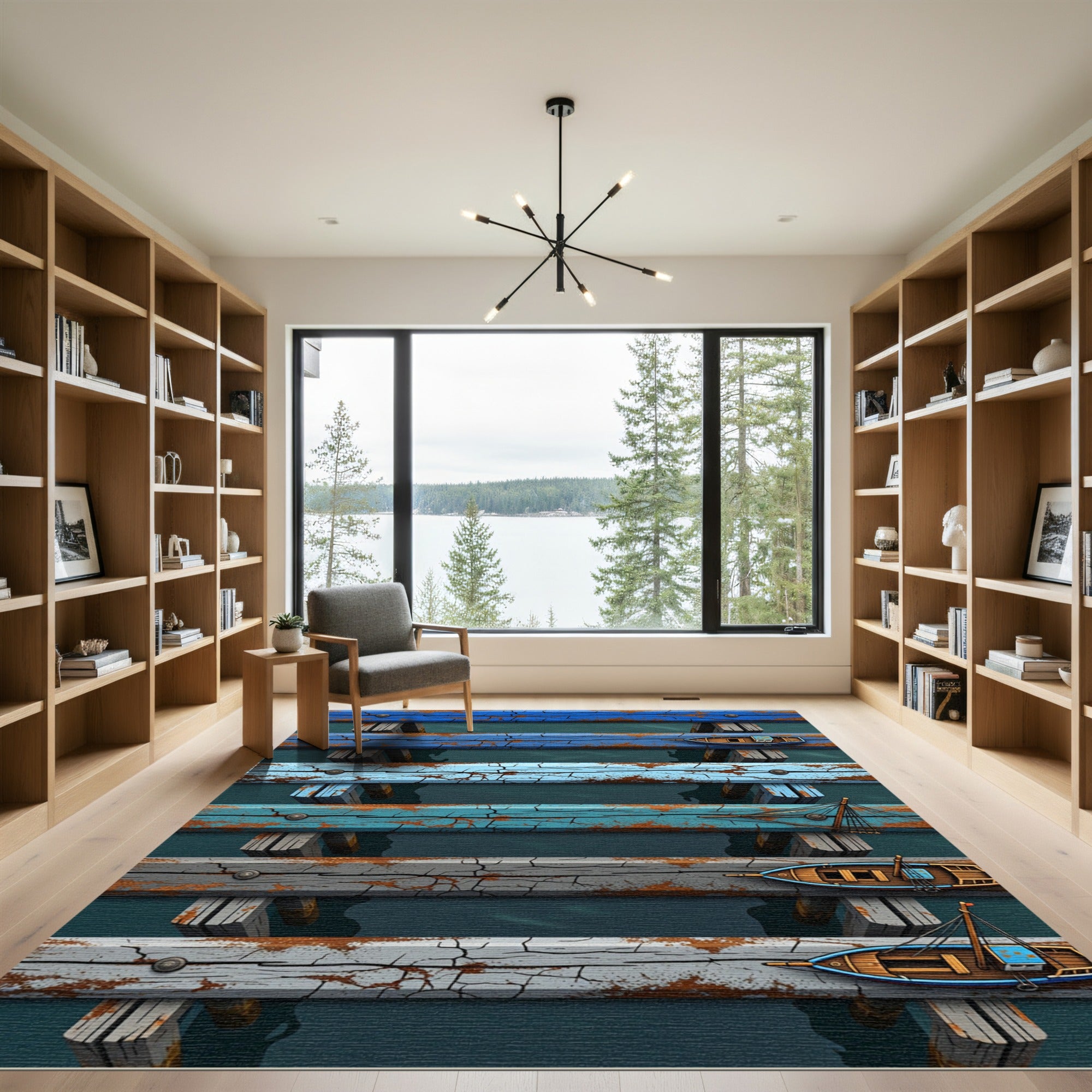 Weathered Blue Gray Nautical Boat Rug