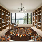 Warm Orange Sunburst Mandala Rug