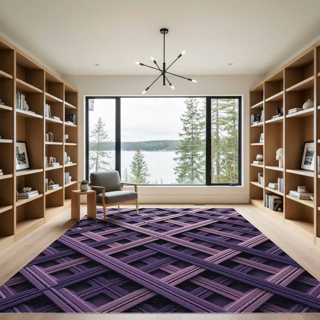 Lavender Intersecting Lattice Texture Rug