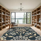 Ornate Gray Floral Scrollwork Rug