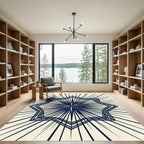 Navy Geometric Starburst Radiant Line Art Rug