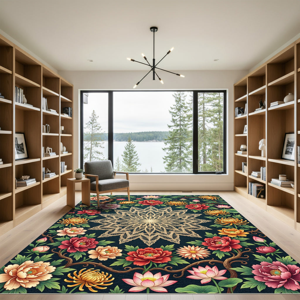 Lotus Floral Lace Medallion Symphony Rug