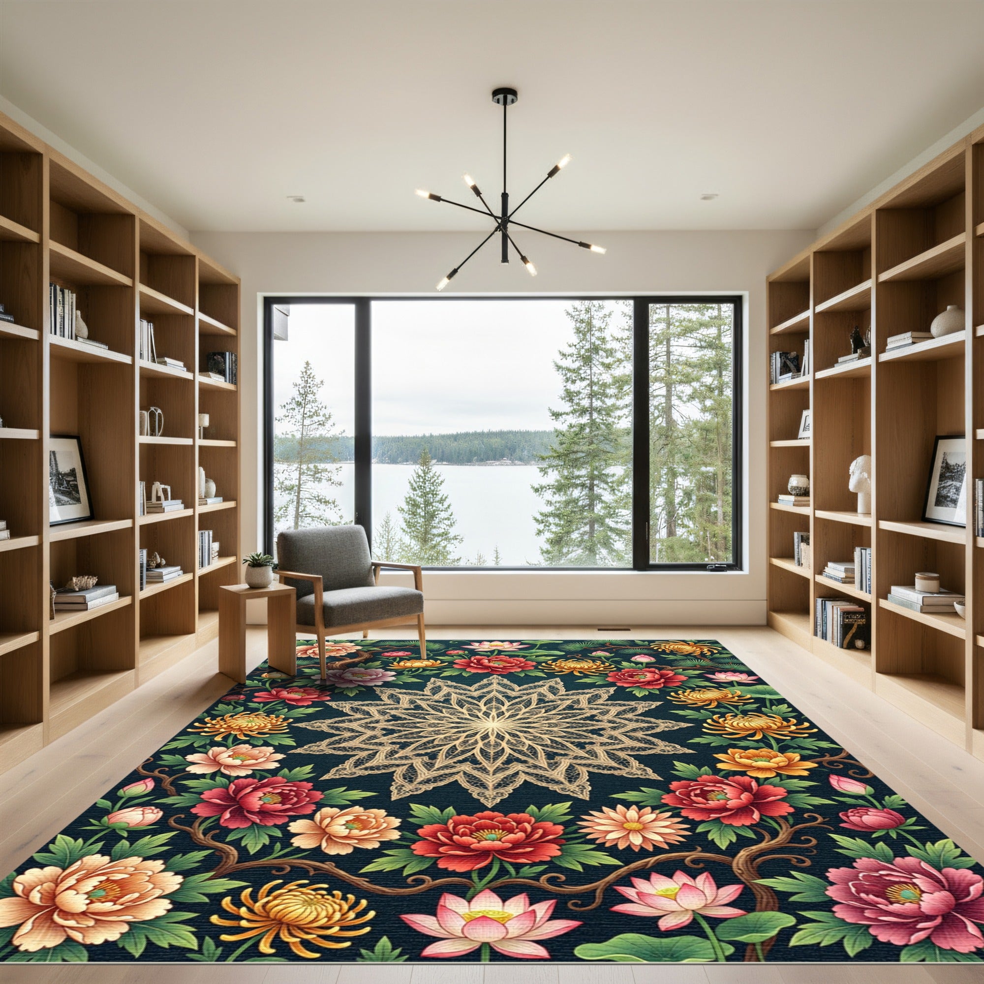 Lotus Floral Lace Medallion Symphony Rug