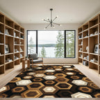 Sophisticated Brown Geometric Hexagon Rug