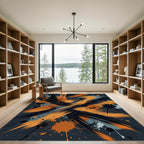 Bold Abstract Orange and Black Brushstrokes Rug